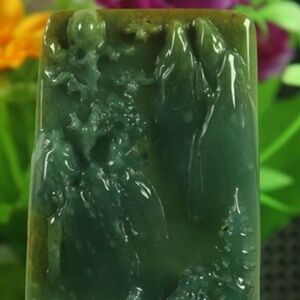 Cert'd Blue water 100% Natural A Jade jadeite Pendant Landscape 山水